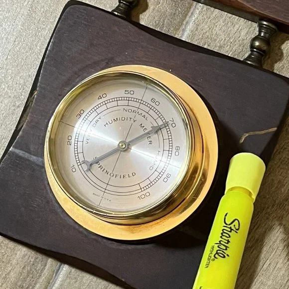 Springfield Weather Station Thermometer, Barometer & Humidity Meter Wood Vintage - Picture 11 of 11